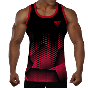 Men’s Black Red Performance Tank Top – Breathable Sleeveless Gym & Workout Shirt