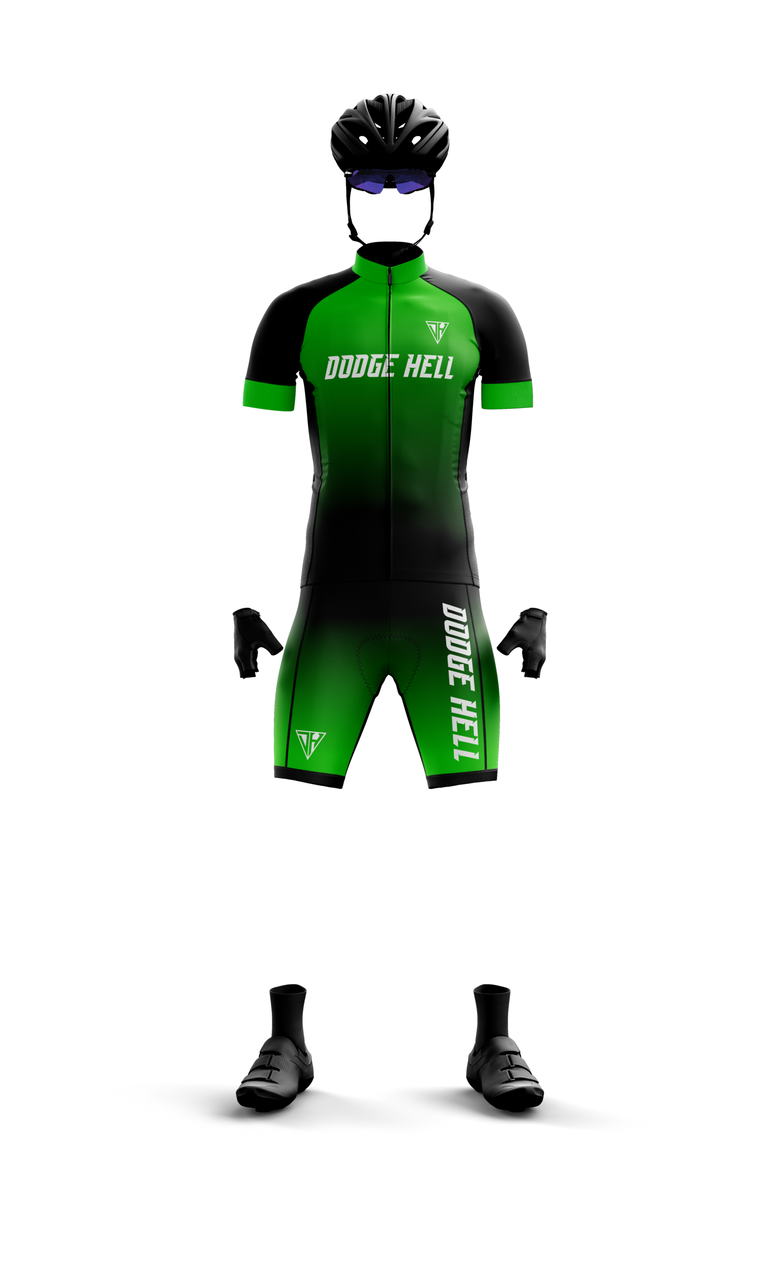 Men’s Green Black Pro Cycling Kit – Aero Fit Jersey & Padded Cycling Shorts - Image 3
