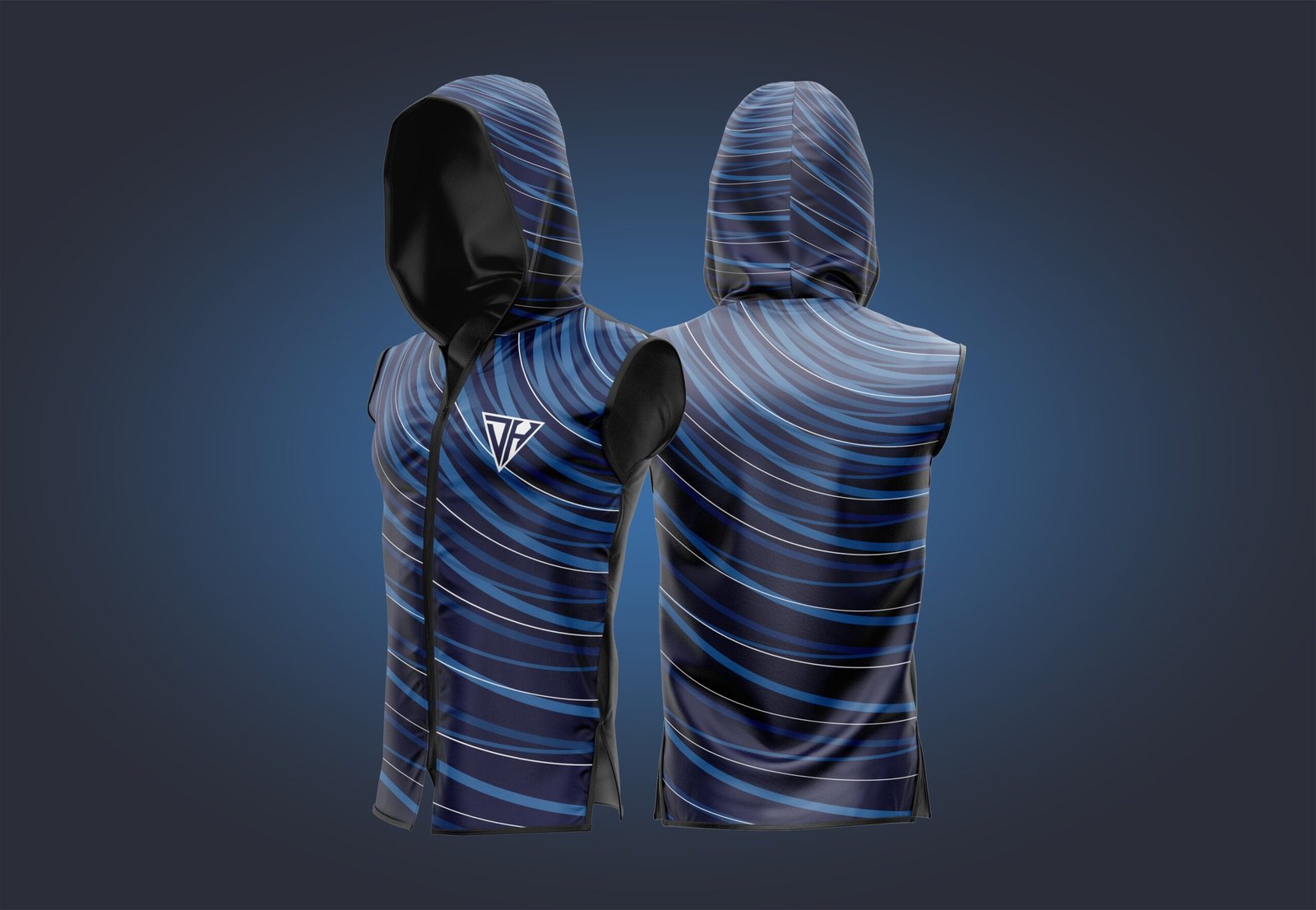 Men’s Blue Sleeveless Hoodie – Athletic Gym Vest | Hooded Workout Tank Top | Bodybuilding Training Hoodie