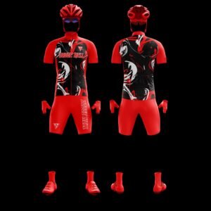 Men’s Red Black Pro Cycling Kit – Race Fit Jersey & Padded Cycling Shorts