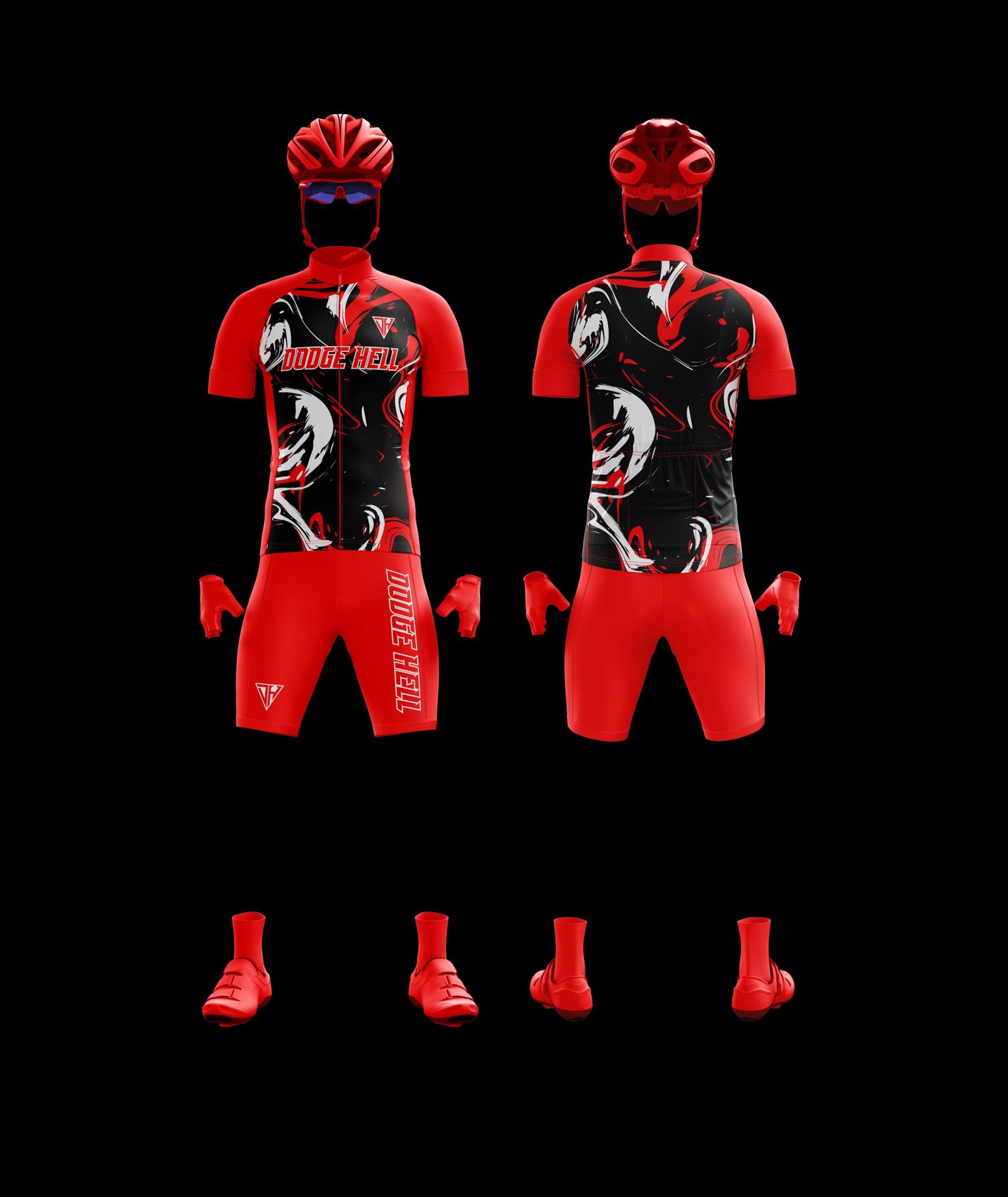 Men’s Red Black Pro Cycling Kit – Race Fit Jersey & Padded Cycling Shorts