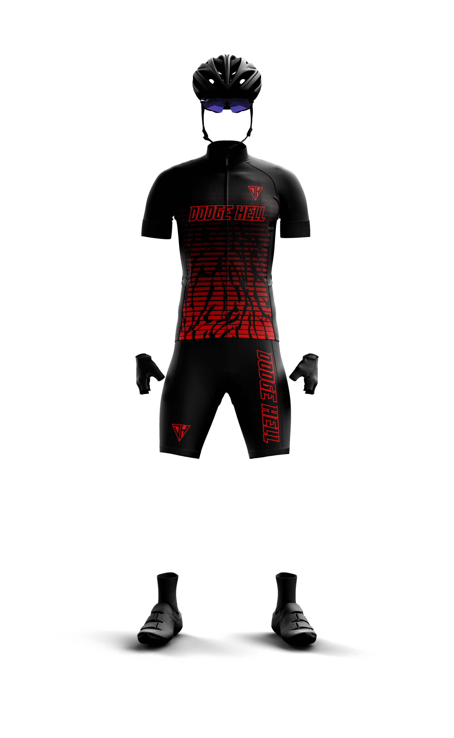 Men’s Black Red Pro Cycling Kit – Race Fit Jersey & Padded Cycling Shorts - Image 2